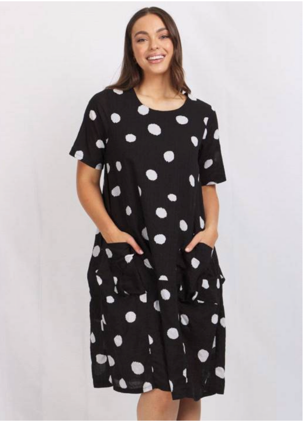 SPOT PRINTED RELAXED SHIFT DRESS