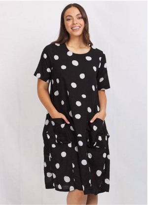 SPOT PRINTED RELAXED SHIFT DRESS