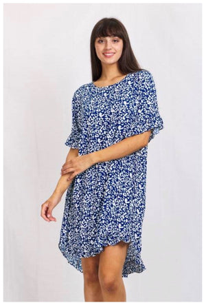 Loose Fit Animal Print Dress with Frill Detail