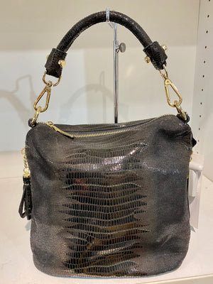 Detachable Strap Snake Print X-Small Leather Bag