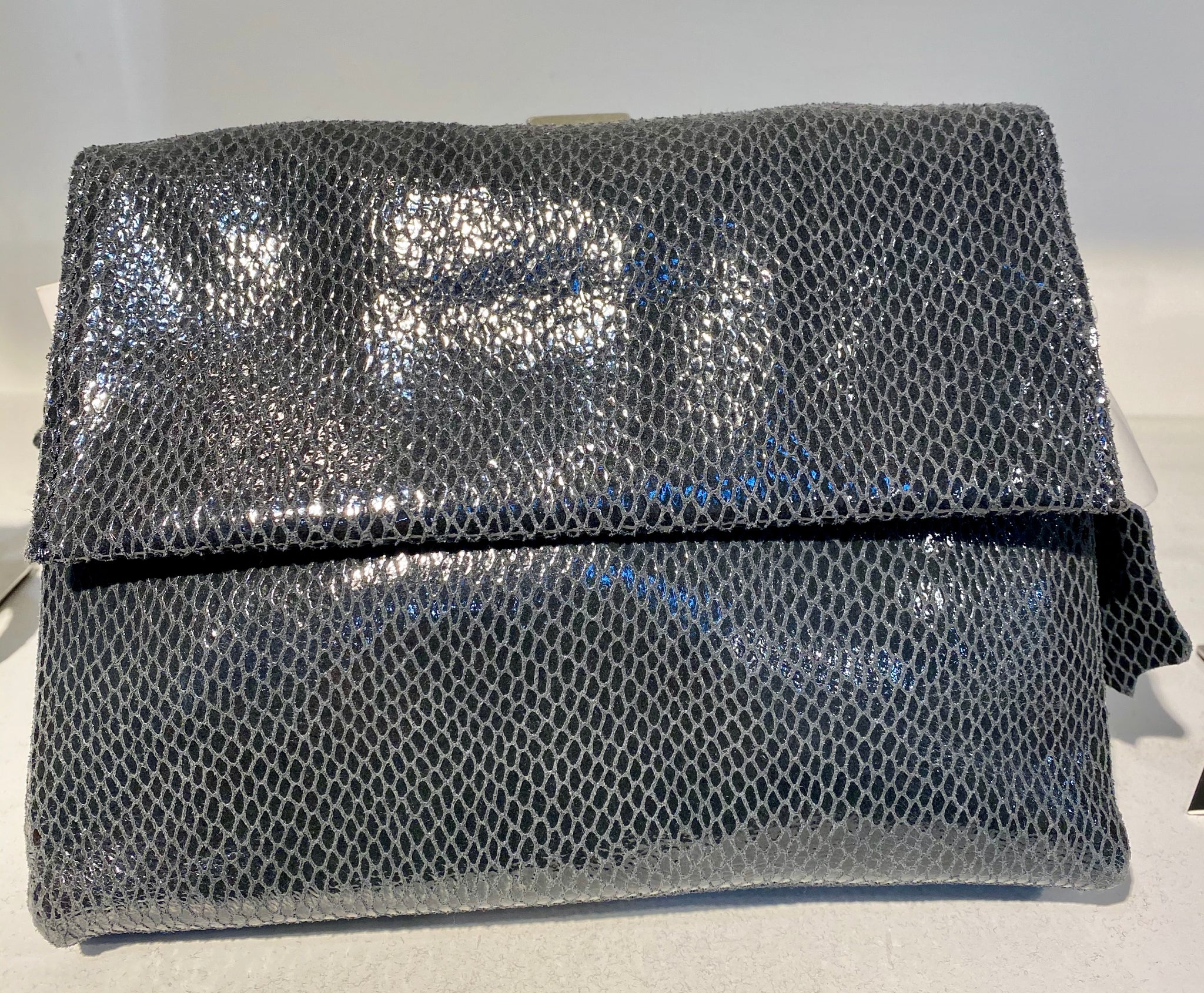 Small Leather Snake Print Clutch Bag