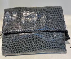Small Leather Snake Print Clutch Bag