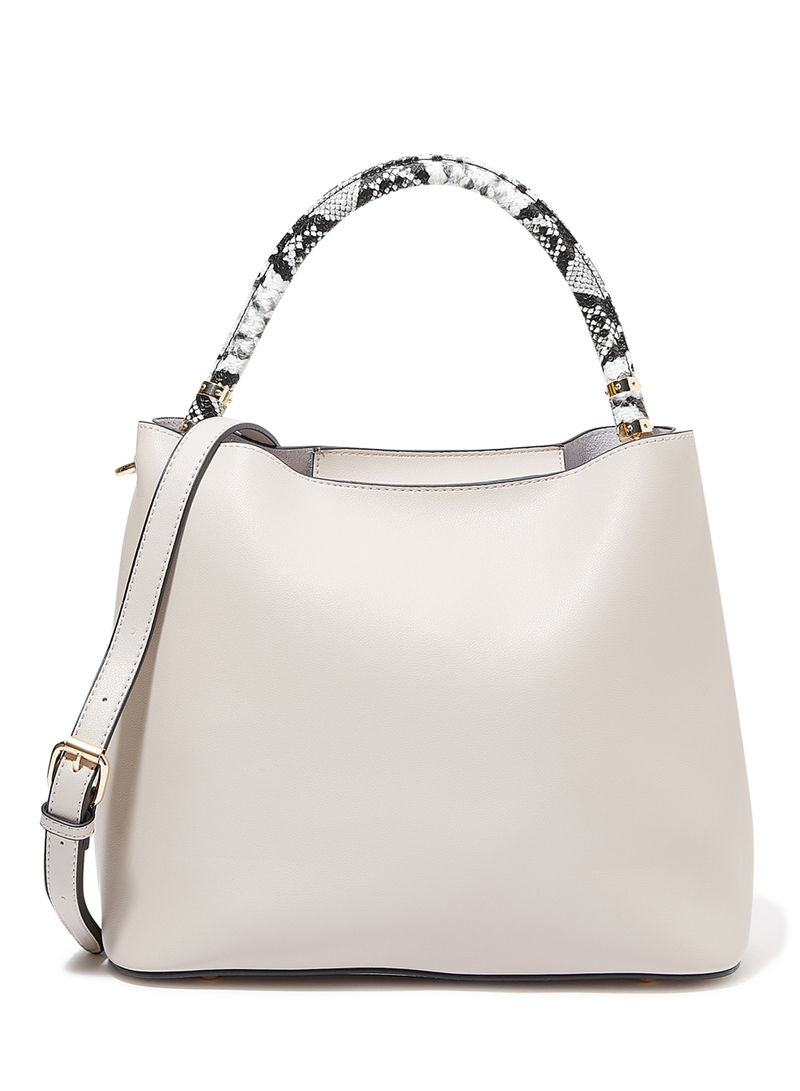 Snake Print Contrast Handle Handbag