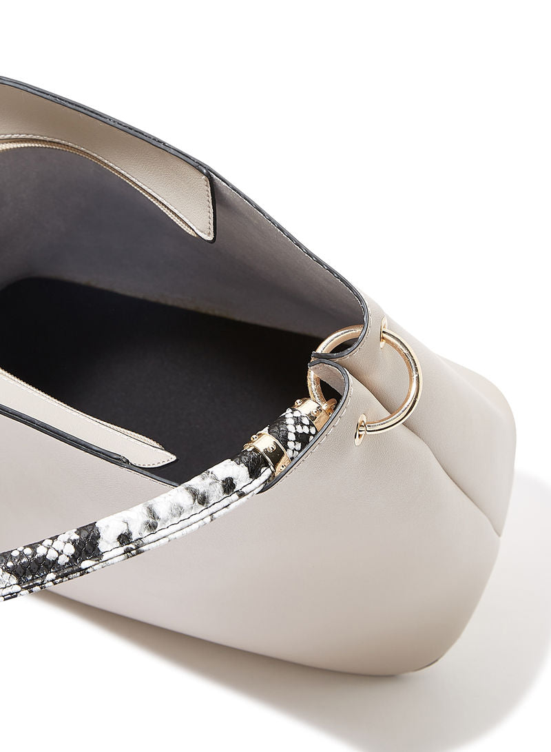 Snake Print Contrast Handle Handbag