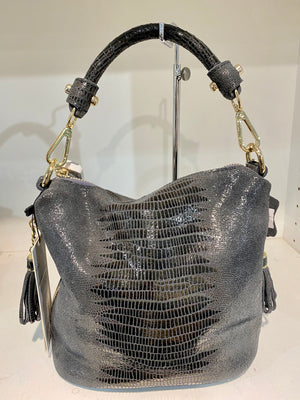 Detachable Strap Snake Print X-Small Leather Bag