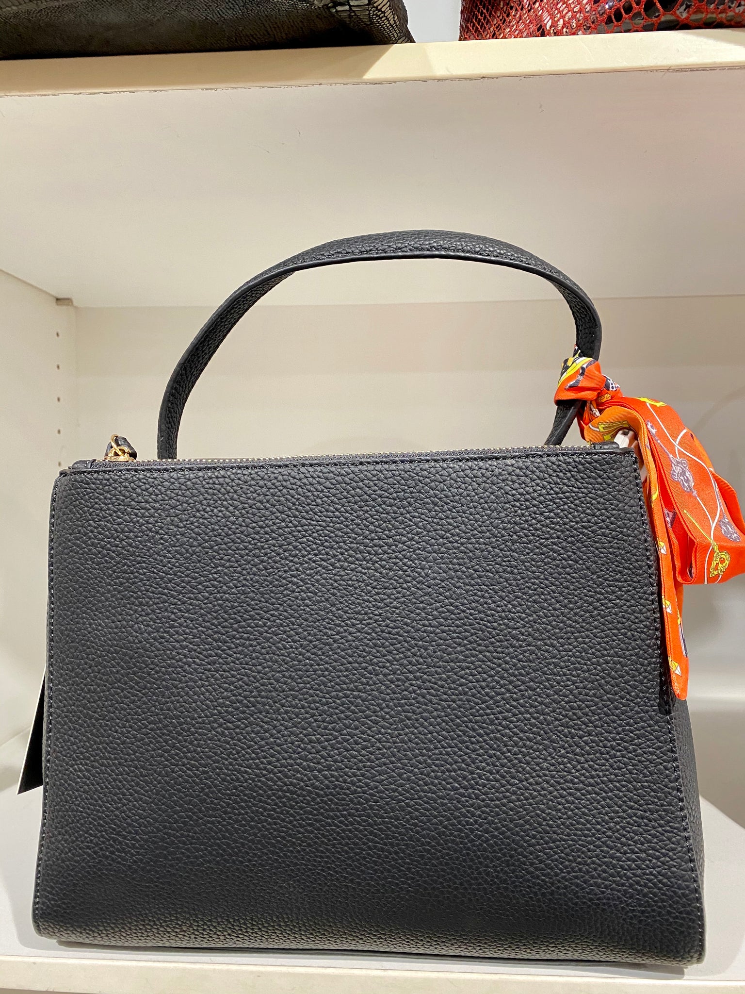 Structured Handbag With Handle Ribbon