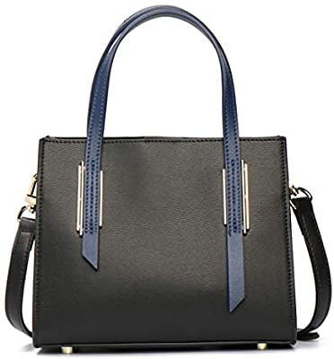 Medium Leather Stuctured Handbag with Contrast Handle