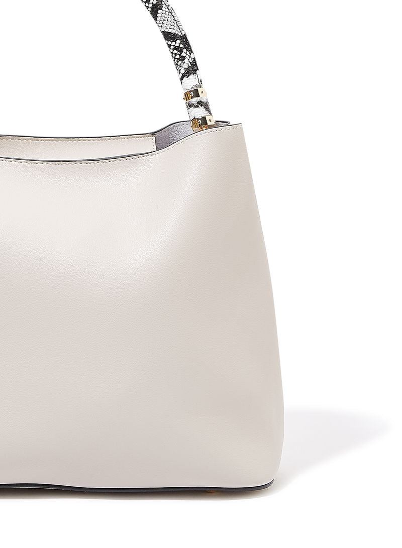 Snake Print Contrast Handle Handbag