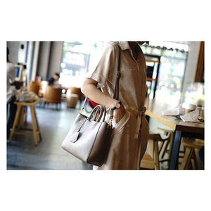 Classic Double Handle Leather Handbag