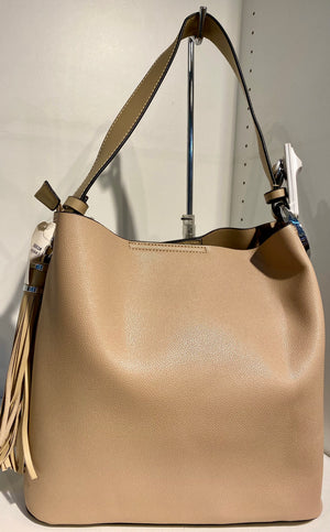Classic Vegan Leather Handbag With Side Fringe Detail