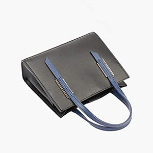 Medium Leather Stuctured Handbag with Contrast Handle