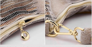 Detachable Strap Snake Print Small Leather Bag