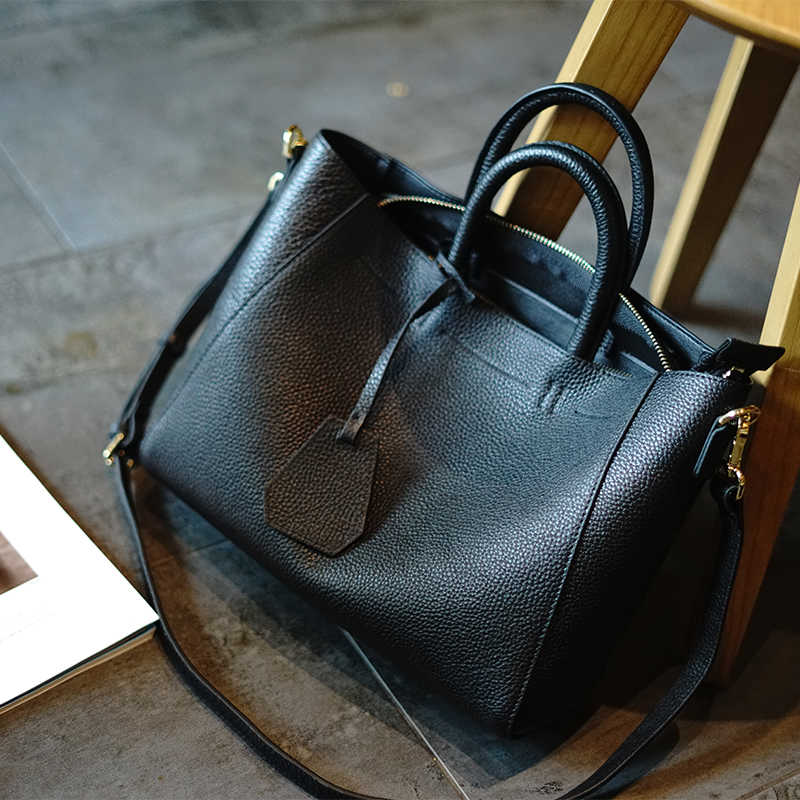 Classic Double Handle Leather Handbag