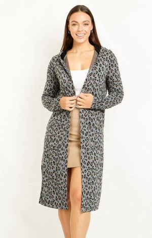 Long Sleeves Animal Print Cardigan