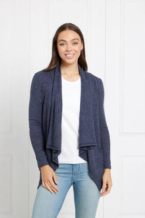 LONG SLEEVES TEXTURE WATERFALL CARDIGAN