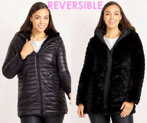 Long Sleeves Reversible Coat With Hoody