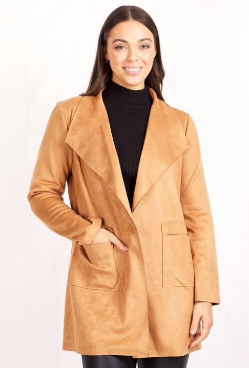 Long Sleeves Faux Sued Coat