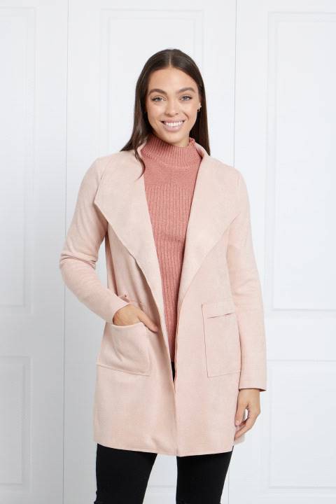 LONG SLEEVES FAUX SUED COAT