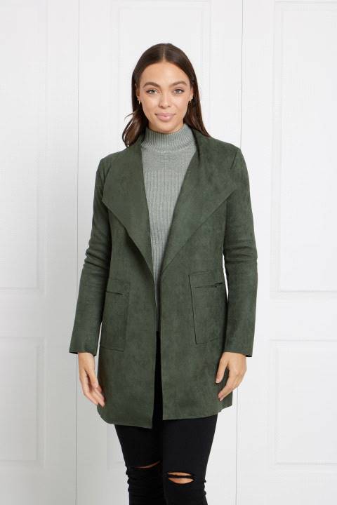 LONG SLEEVES FAUX SUED COAT