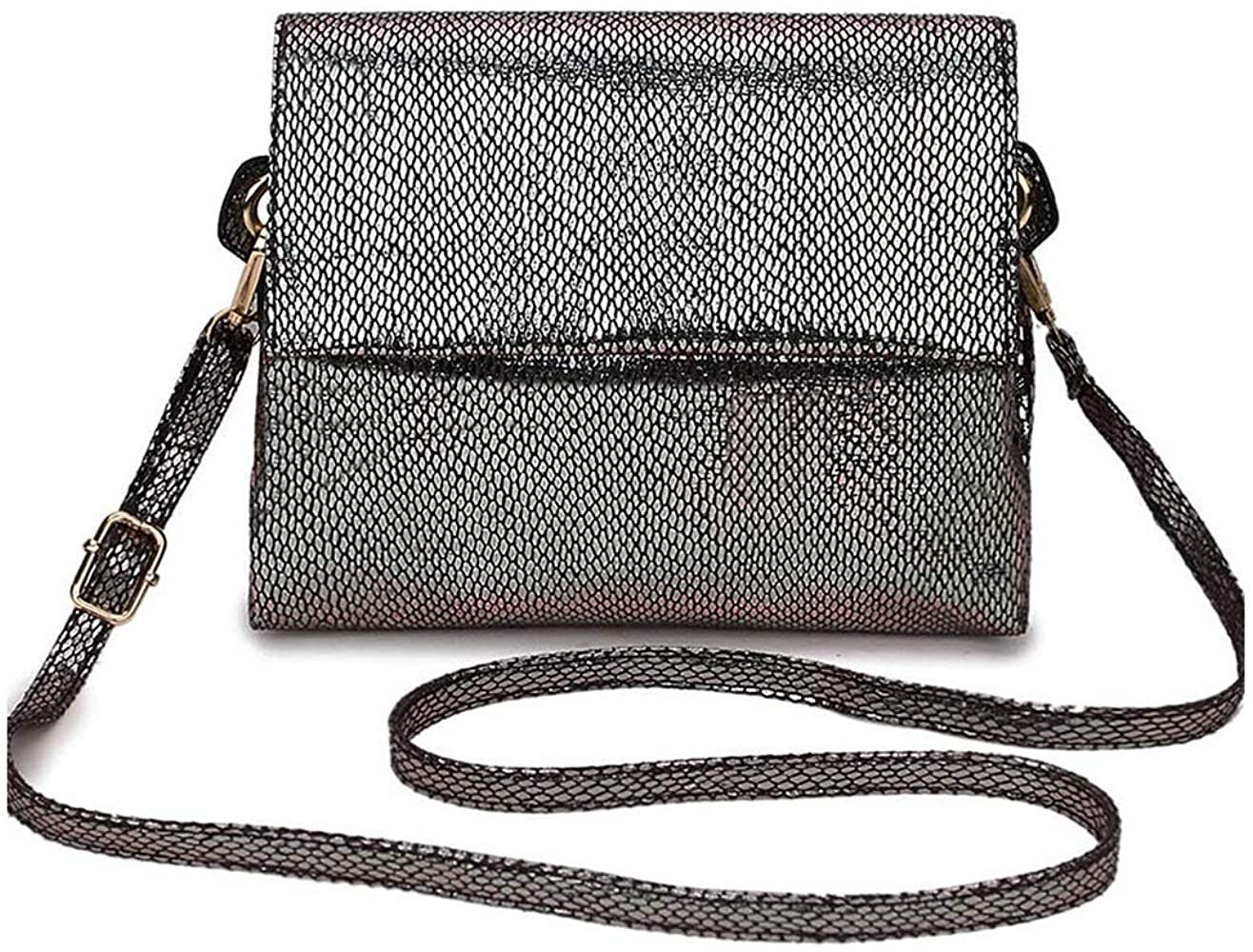 Small Leather Snake Print Clutch Bag