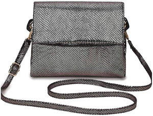 Small Leather Snake Print Clutch Bag