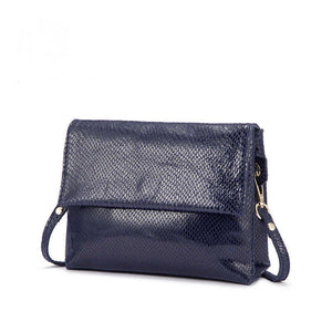 Small Leather Snake Print Clutch Bag