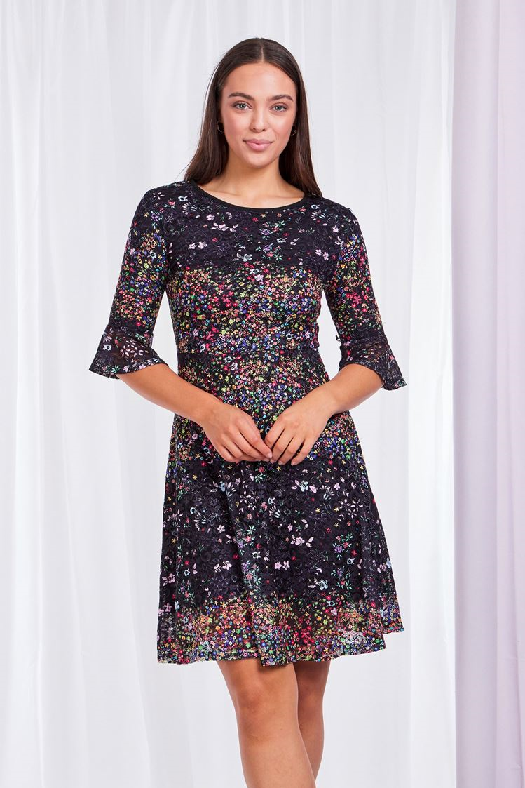 Lace Frill Sleeve Dress