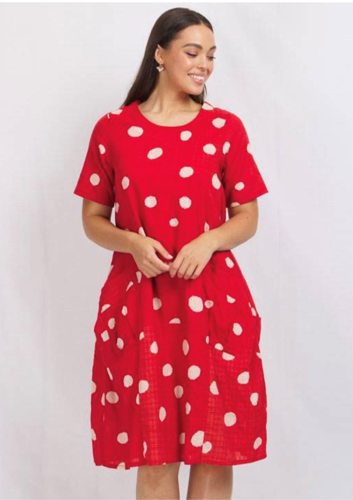 SPOT PRINTED RELAXED SHIFT DRESS