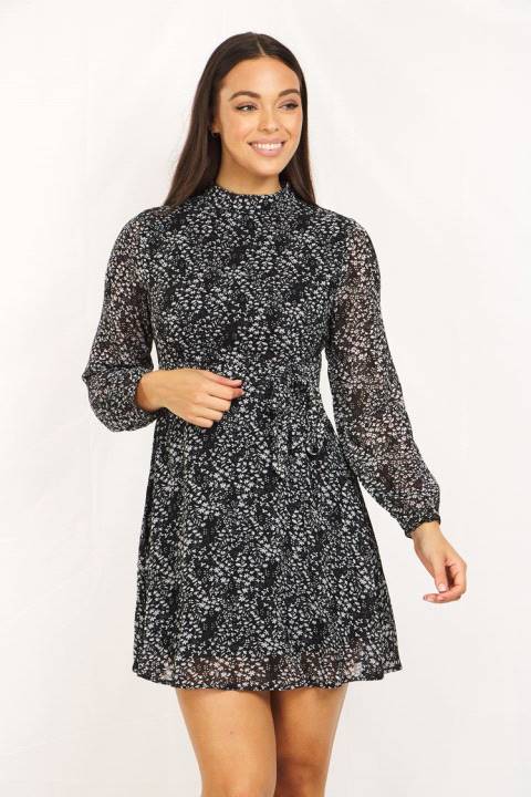 Long Sleeves Floral Print Dress