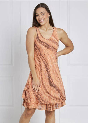 SLEEVELESS TIE-DYE PRINT DRESS