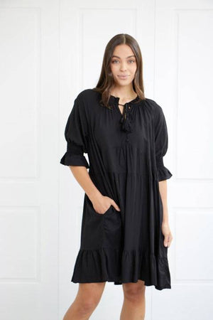 3/4 SLEEVE SHORT FRILL DRESS