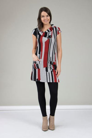 Roll Neck Stripe Print Tunic Dress