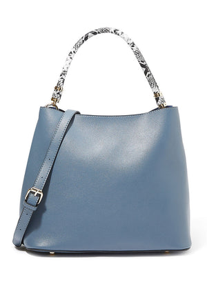 Snake Print Contrast Handle Handbag