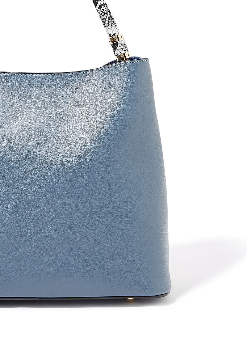 Snake Print Contrast Handle Handbag