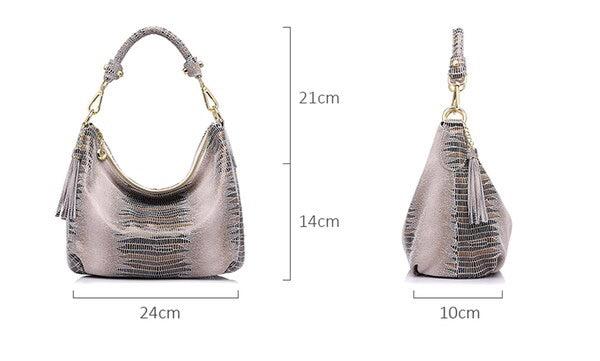 Detachable Strap Snake Print Small Leather Bag