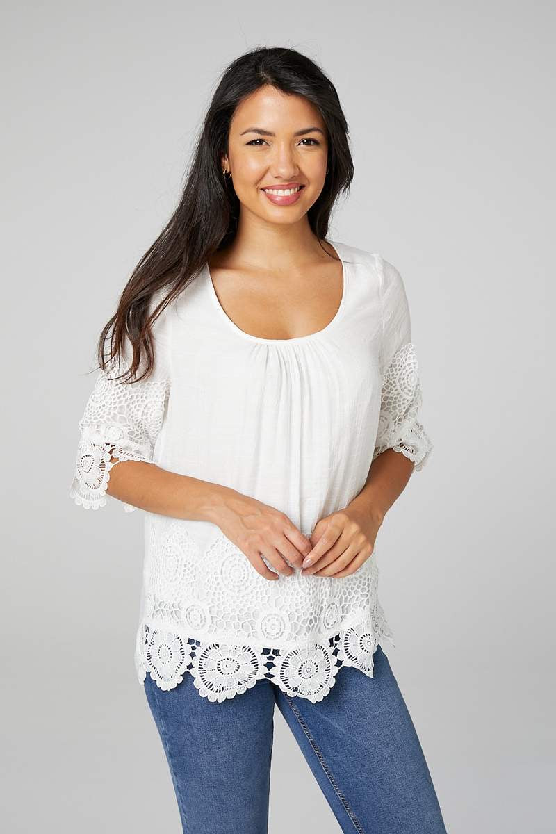 Double Layer Circuler Lace Hem Top