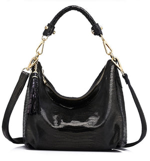 Detachable Strap Snake Print Small Leather Bag