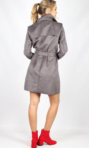 Suede Wrap Trench Coat