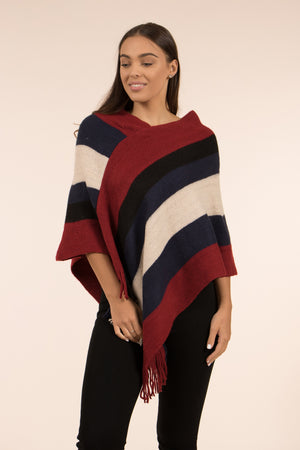 Wide Stripe Print Poncho