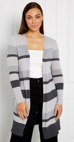 LONG SLEEVE STRIPE KNIT CARDIGAN