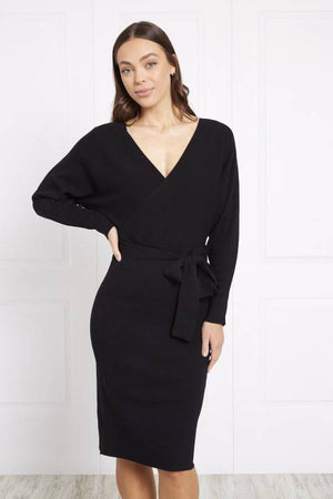 LONG SLEEVES KNITTED DRESS WITH TIES