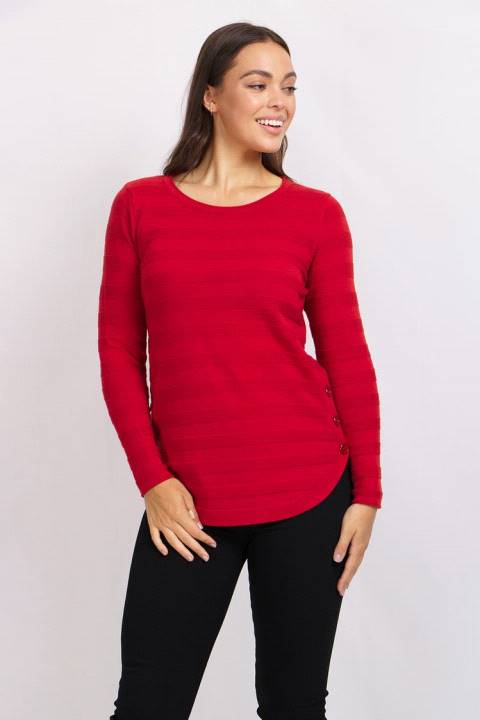 Long Sleeves Button Detail Knit Pullover