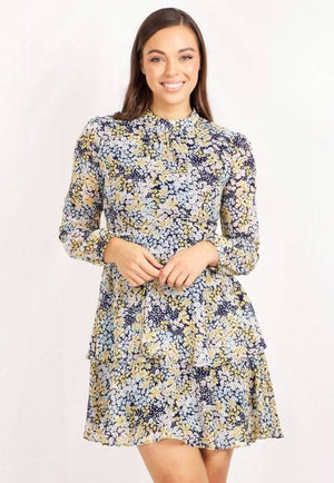 Long Sleeve Floral Printed Dress
