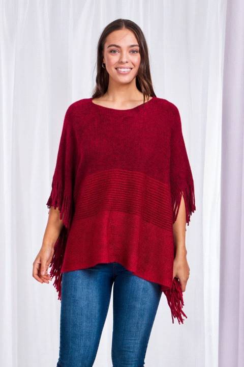 Poncho With Fringe Detail