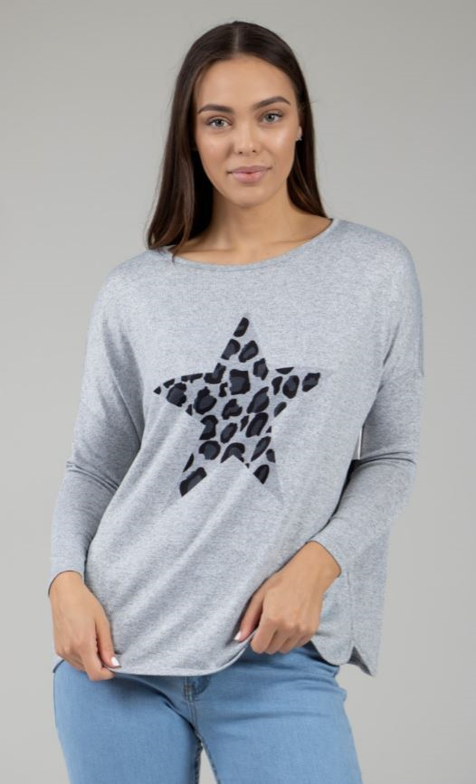 Loose Fit Star Print Long Sleeve Top