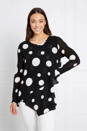 LONG SLEEVE PRINTED CROSSOVER HEM TOP