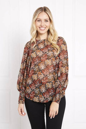 LONG SLEEVE FLORAL PRINT TOP