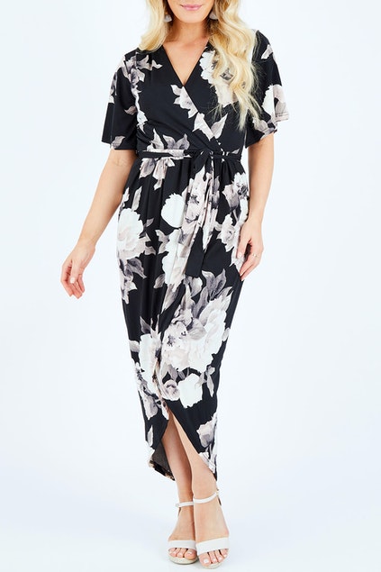 Short Sleeve Crossover Jersey Dress