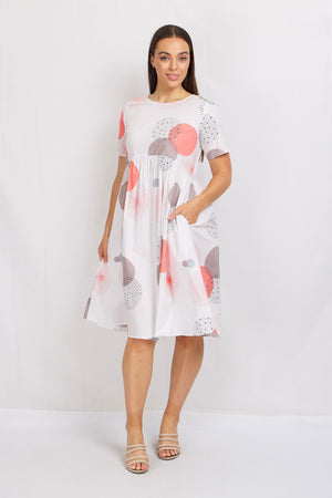 ABSTRACT CIRCLE SMOCK DRESS