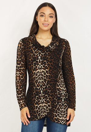 Long Sleeves Animal Print Crossover Top